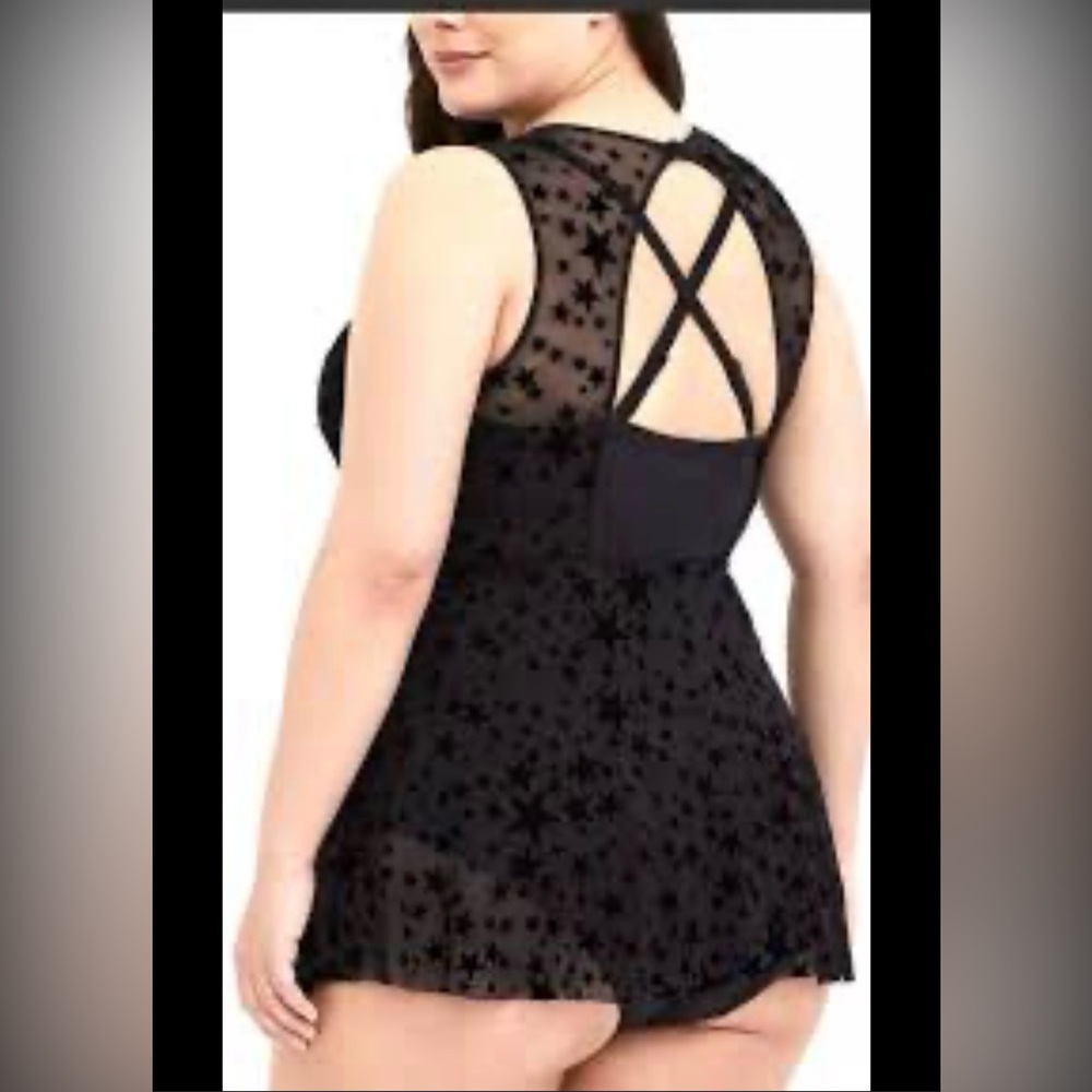 Torrid Black Star Mesh Overlay swimsuit - Picture 3 of 7